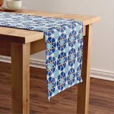Islamic Blue White Moroccan Geometric Pattern Short Table Runner Zazzle Com Personalized Table Runner Table Runners Beautiful Table