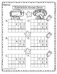 Subtraction Across Zeros Worksheets And Task Cards Bundle Subtraction Across Zeros Subtraction Homeschool Learning