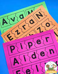 Admin free printable name tags for preschoolers. Printable Name Puzzles For Preschool Or Kindergarten Name Recognition Kindergarten Names Preschool Names Name Activities Preschool