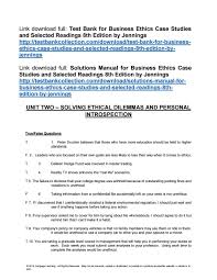 Test Bank For Business Ethics Case Studies And Selected Readings 8th Edition By Jennings