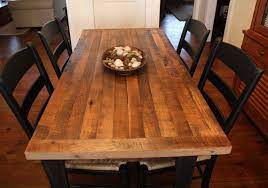 farm table clear finish butcher block top and skirting with ebony legs 64x32 30 tall a dining unique tables kitchen counter stool height