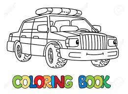 Coloriage de voiture de police pour les enfants. Carnet De Coloriage Voiture De Police Pour Les Enfants Petit Vehicule Mignon Vecteur Drole Avec Les Yeux Et La Bouche Livre De Coloriage Enfants Vector Illustration Clip Art Libres De Droits