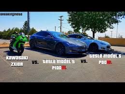 1000cc Sport Bike Gets Smoked By Tesla P100dl Zx10r Vs P100dl Vs P90dl Videoman