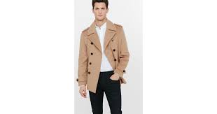 Overcoats peacoats men s wardrobe essentials. Express Wool Blend Camel Double Breasted Peacoat In Brown For Men Lyst