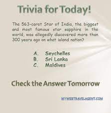Trivia today is a world of fun and exciting questions on history, entertainment, science, music, literature, pop culture and so much more. Trivia For Today Have Fun Learn Something Mywebtravelagent Com Trivia Time Trivia Fun Learning