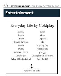 Informazioni riguardo a annuncio pubblicitario nel dizionario e. I Coldplay Svelano Le Canzoni Del Nuovo Album E Lo Fanno Con Un Annuncio Pubblicitario L Huffpost
