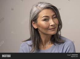 Grey hair silver asian more. Cheerful Senior Woman Image Photo Free Trial Bigstock