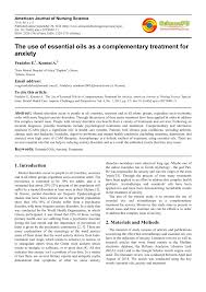 Pdf The Use Of Essential Oils As A Complementary Treatment For Anxiety