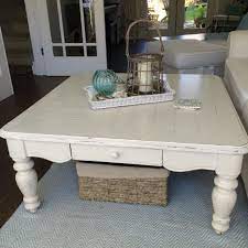 Stained top and warm white base is always classic. Find More Farmhouse Cottage Style Creamy White Distressed Coffee Table With Small Drawer For Sale At Up To 90 Off