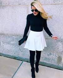 40 Cozy Winter Work Outfits That Are Downright Classy And Professional Street Style Outfits Winter Fit And Flare Skirt Casual Skirt Outfits