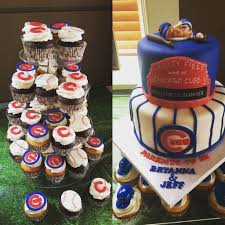 Chicago Cubs Baby Shower Cake And Cupcakes Baseball Theme Party Chicago Cubs Baby Baseball Theme