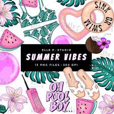 Summer Vibesclipart Bundle Planner Clipart Bundle Summer Etsy Scrapbook Designs Party Clipart Clip Art