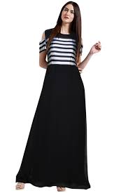 Details About Women Striped Evening Cocktail Party Wedding Wear Black Georgette Maxi Gown Black Dresses Online Women Dresses Classy Fashion