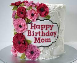 Does she love cookie dough? Happy Birthday Mom Cake With Pink Flowers Frosted Bake Shop Happy Birthday Mom Cake Happy Birthday Cakes Mom Cake