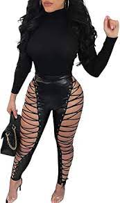 Leather and lace is a song performed by american singers stevie nicks and don henley. Chemenwin Women S Sexy High Waist Lace Up Pu Leather Leggings Pants Party Clubwear Bodycon At Amazon Women S Clothing Store