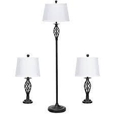 Clear table lamp with shade (set of 2) by decor therapy (35) $ 83 42. Gymax 3 Piece Lamp Set 2 Table Lamps 1 Floor Lamp Fabric Shades Living Room Bedroom Walmart Com Walmart Com