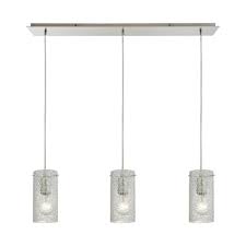 Oxford 3 light led island industrial kitchen lighting by innovations. Ice Fragments 3 Light Linear Pendant Fixture In Satin Nickel With Clear Glass Yg5r Galleria