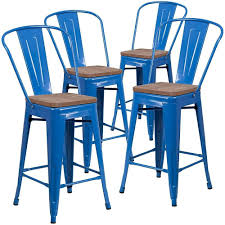 Check spelling or type a new query. Flash Furniture 24 H Blue Metal Counter Height Stool With Back And Wood Seat 4 Pack Staples Ca