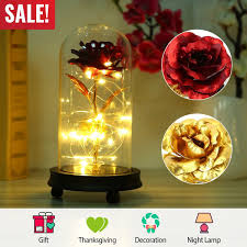 Rose Glass Lamp LED Enchanted Rose Lamp Night Light Foil Decor Valentine  Gifts
