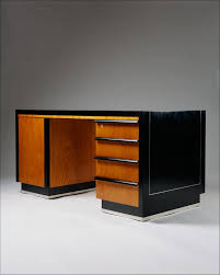 Personalized gold and black art deco pattern desk name plate. Art Deco Desk Gustaf Axel Berg Sweden 1930 S