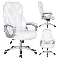 Check out our leather desk chair selection for the very best in unique or custom, handmade pieces from our home & living shops. White Leather Deluxe Professional Ergonomic High Back Executive Office Chair Tall Comfortable Padded Cushion Modern Overstock 14047067