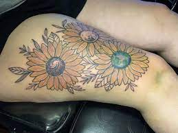 Sunflower Thigh Tattoo Galaxy Moon And Earth Tattoo Sunflower Tattoos Sunflower Thigh Tattoo Tattoos