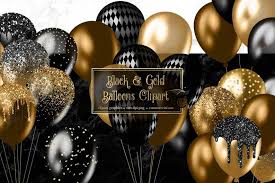 Globos Negros Y Dorados Clipart Globo Brillante Png Etsy Black And Gold Balloons Balloon Clipart Glitter Balloons