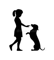 Girl Petting A Dachshund Dog And People Walking Silhouette Icon Vector Illustration Dachshund Silhouette Silhouette Drawing Girl And Dog