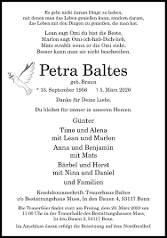 Zum bad muss man je nach belegung im haus eine oder zwei etagen tiefer gehen. Traueranzeigen Von Petra Baltes Ga Trauer De