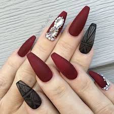 Trendy nails acrylic coffin matte maroon ideas. Maroon Acrylic Nails New Expression Nails