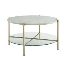 On sale for $391.99 original price $489.99. Round Modern Glam Coffee Table Faux White Marble Gold Saracina Home Target