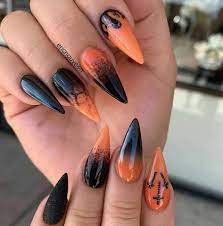 Pin By Dakota Lynn On Nails Pumpkin Nails Shiny Nails Designs Halloween Nail Designs
