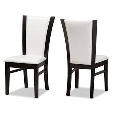 Leather upholstery hardwood frame with strapping assuring a strong and sturdy seat polished chrome steel legs cfs foam available in: Set Of 2 Adley Modern And Contemporary Finished Faux Leather Dining Chairs White Dark Brown Baxton Studio Target