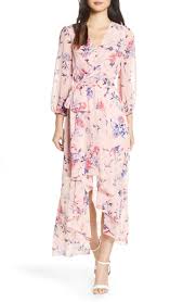 Free Shipping And Returns On Eliza J Floral Print High Low Wrap Maxi Dress At Nordstrom Com This Piece Maxi Wrap Dress Floral Wrap Maxi Dress Pink Maxi Dress