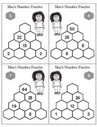 Sally's hexagon number puzzle 3 each hexagon is made by adding up the numbers in the two hexagons below it. Max S Hexagon Subtraction Addition Logic Puzzle Cards 40 In All Diy Subtraction Logic Puzzles Math Task Cards