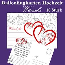 Karten » ballonkarten hochzeit, din a6, 148 x 105 mm. Ballonflugkarten Hochzeit Wunsche Fur Das Hochzeitspaar 10 Postkarten Zum Anhangen An Luftballons