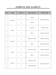Laporan hasil belajar (raport) kegiatan. Jadwal Pelajaran Tpa