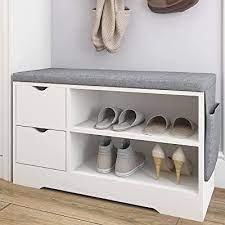 Choose a bench with shoe storage or a wooden shoe rack for a hallway to match the other furniture. Buy Vanimeu White Shoe Bench Storage With Seat Hallway Shoe Cabinet With Organiser Footwear Rack Ottoman Storage Unit Furniture For Living Room Cloakroom Entryway 2 Drawers Shoe Bench Online In Turkey B082y7xhsg