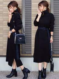 miho ニコ haco のワンピースを使ったコーディネート wear ニットワンピース コーデ 着こなしいろいろ ファッションアイデア