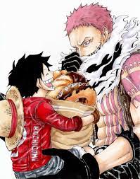 monkey d. luffy and charlotte katakuri (one piece) drawn by komugi_(kmgxxx)  