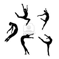 Five Black Silhouettes Dancing Jumping Woman Dancer Silhouette Black Silhouette Dance Poses