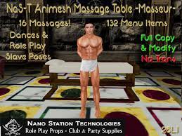 Sims can give or receive a massage to another sim if the massage table is present on the lot. Second Life Marketplace Nas T Animesh Massage Table V2 1 Masseur Toga Clad Male Fully Modifiable