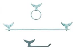 Maybe you would like to learn more about one of these? Buy Rustic Light Blue Cast Iron Whale Tail Bathroom Set Of 3 Large Bath Towel Holder And Towel Ring And Toilet Paper Holder Cast Iron