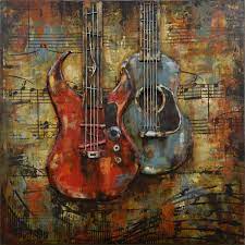 Guitars Metal Wall Decor In 2021 3d Metal Wall Art Metal Wall Decor Metal Walls