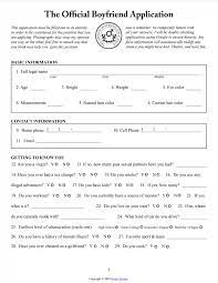 Boyfriend Application Form ≡ Fill Out Printable PDF Forms Online