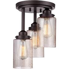 You can think of a semi mount as. Franklin Iron Works Industrial Farmhouse Ceiling Light Semi Flush Mount Fixture Led Rustic Bronze 9 1 2 Wide 3 Light For Bedroom Target