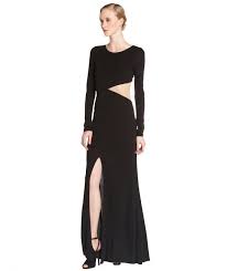 440 Abs By Allen Schwartz Abs By Allen Schwartz Black Stretch Jersey Long Sleeve Mesh Cutout Illusion Gown Evening Dresses With Sleeves Abs Dress Trendy Outfits