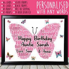 Personalised Gifts Auntie Aunt Aunty Keepsake Butterfly Poem Birthday Xmas Print