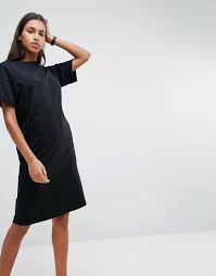 Asos Ultimate Midi T Shirt Dress With Rolled Sleeves Black With Images Womens Dress Store Womens Midi Dresses