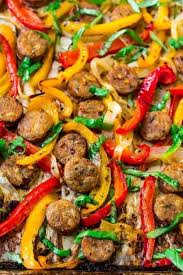 Easy Healthy Sheet Pan Italian Sausage And Peppers Use For A Sausage And Peppers Hot Italian Sausage Recipes Healthy Sausage Recipes Italian Sausage Recipes